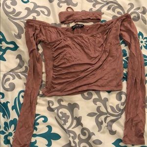 mauve long sleeve crop top